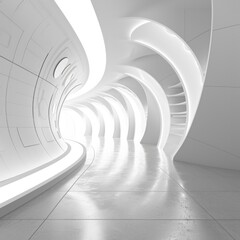 Modern Circular Architecture Design: Abstract Interior Tech Background