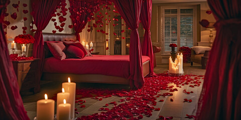 valentines day bedroom, ai generated.