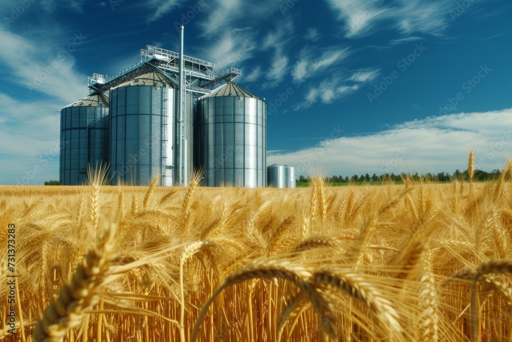 Poster elevator on a farm. background with selective focus and copy space