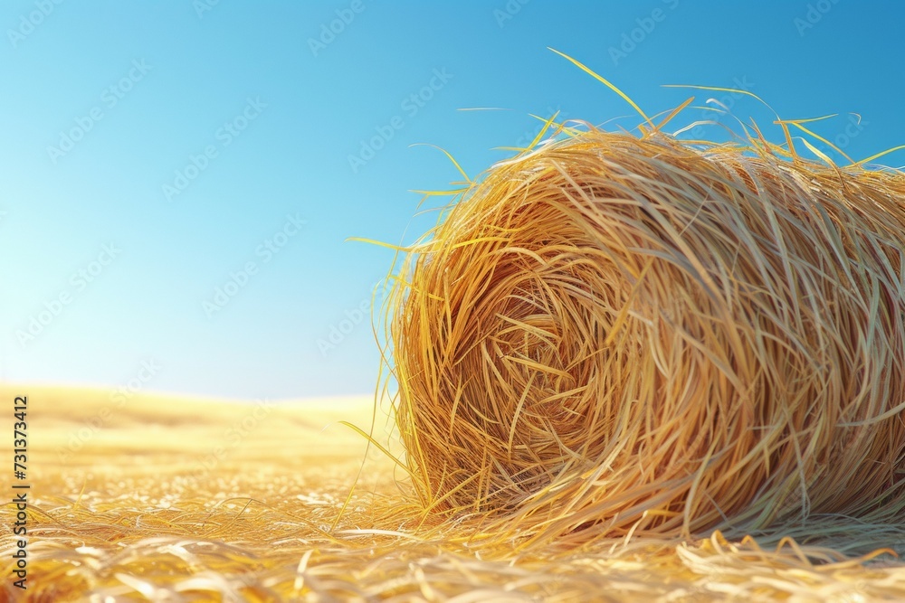 Poster harvesting hay. background with selective focus and copy space
