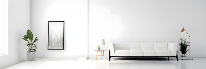 In a clean and minimalist space, a white backdrop beautifully showcases the subject or elements positioned within it, exuding a sense of clarity and sophistication. - obrazy, fototapety, plakaty
