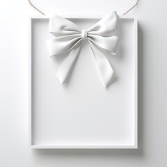 Gift White frame with white ribbon