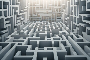 A maze with many different paths leading to the light. Generative AI.