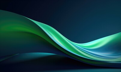 Obraz premium Green and blue abstract background with waves. Generative AI.