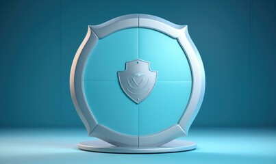 A blue shield with a white shield on top. Generative AI.