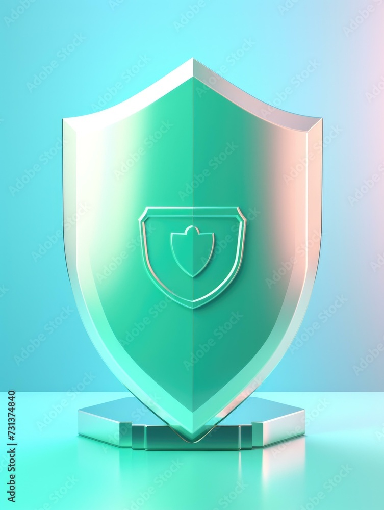 Aufkleber a green shield with a shield on top of it. generative ai.