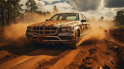 Exhilarating Drive: Discover the Thrill of Speed and Adventure along Scenic Landscapes with a Sporty SUV, generative AI