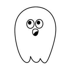 Cute ghost cartoon line icon.