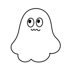 Cute ghost cartoon line icon.