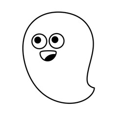 Cute ghost cartoon line icon.