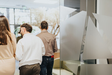 Diverse colleagues strategizing for business growth in a modern office setting.