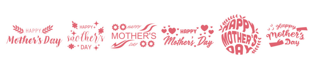 Set of text HAPPY MOTHER'S DAY on white background
