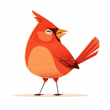 recommend clip art: Flat logo of vector Cardinal, Cute Kawaii Simple Grunge Distressed Print-on-Demand Design for T-shirt, Solid Background