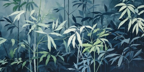 Green leaves and stems on a Charcoal background