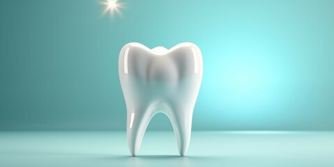 Tooth on a blue background. 3d rendering