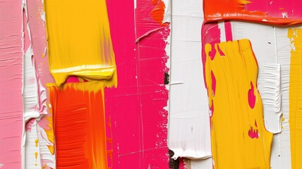 Vivid red and yellow paint brush strokes on canvas