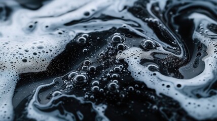 Bubbling monochrome abstract of soap suds and water