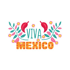 Colorful text VIVA MEXICO on white background