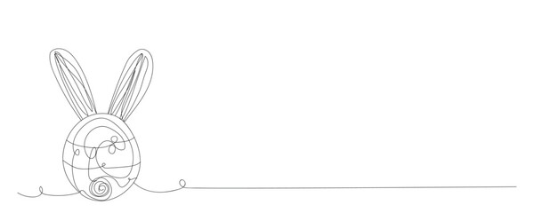 Drawn Easter egg with bunny ears on white background