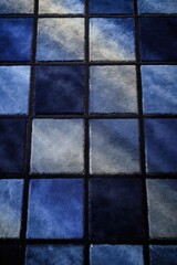 Sapphire plush carpet close-up photo, flat lay