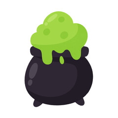 Halloween flat icon witch pot.