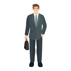 Handsome businessman with bag on white background