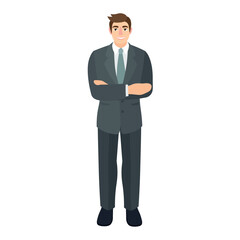 Confident businessman on white background