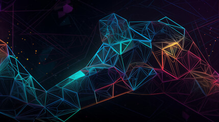 Dynamic Waves of Energy: A Futuristic Fractal Design in Motion with Blue and Black Art - Abstract Background for Digital Wallpaper, generative AI