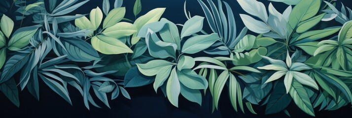 Green leaves and stems on a Slate background