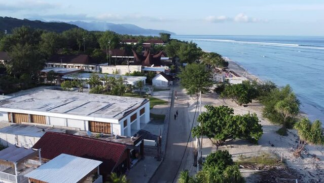Aerial Gili Trawangan Island Lombok Indonesia