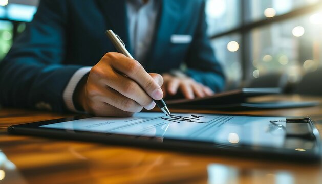 Electronic Legal Document Signatures,  the efficiency of electronic signatures in legal document management with an image portraying the signing process on tablets or smartphones, AI 