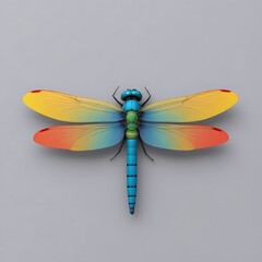 Dragonfly 3D sticker vector Emoji icon illustration, funny little animals, dragonfly on a white background
