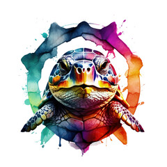 Watercolor Colorful Turtle,animal, wildlife, colorful , vibrant, home decor, wall art, art print, digital art,Illustration Isolated on Transparent Background