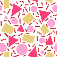 Abstract geometric seamless square and triangle and circle pattern for wrapping paper and fabrics and linens