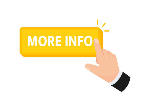 Vector image of a hand tapping on a More Info button, indicative of seeking additional details