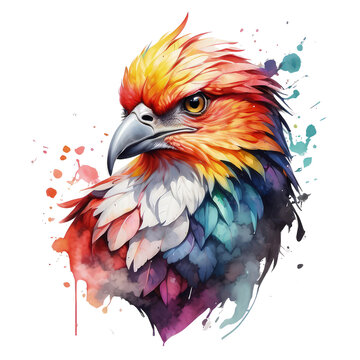 Watercolor eagle,animal, wildlife, colorful , vibrant, home decor, wall art, art print, digital art,Illustration Isolated on Transparent Background