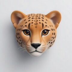 Cheetah 3D sticker vector Emoji icon illustration, funny little animals, cheetah on a white background