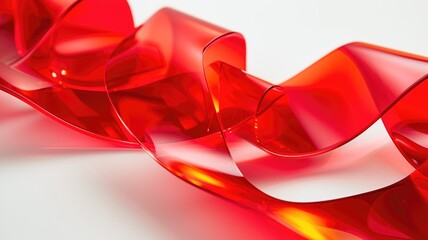 Red ribbons with a glossy finish flowing in an abstract design