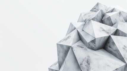 Monochromatic image of a geometric mountain sculpture with a textured surface