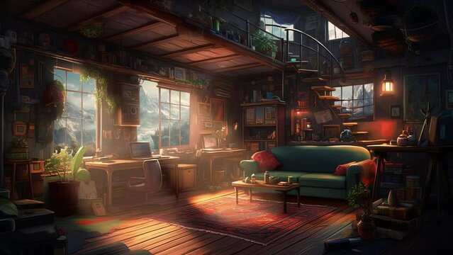Streamer Background of a Snowy Cabin