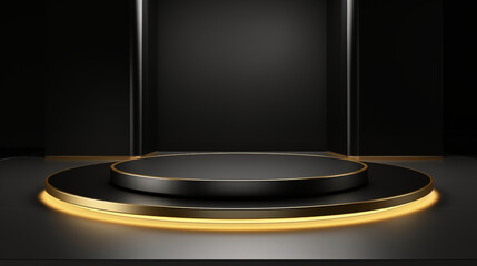 black and gold product podium