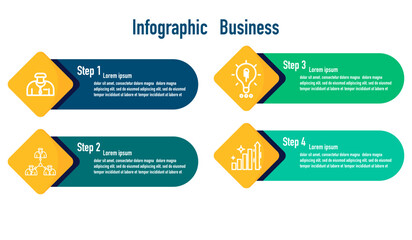 Infographic template for business information presentation. Vector square and icon elements. Modern workflow diagrams. Report plan 4 topics