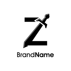 Simple, Modern and Bold Initial Z Sword Logo.
