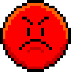 Obraz premium Pixel Red Angry Face Emoticon