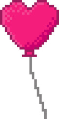 Love Shape Balloon with Pixel Art Style