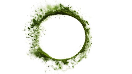 matcha green tea powder circle ring isolated on white background