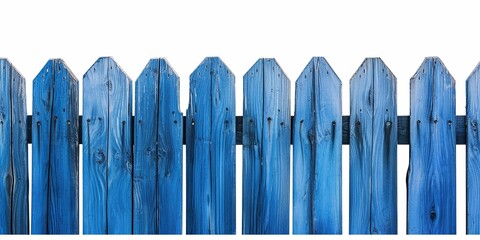 Blue wooden fence isolated on white background with copy space - Powered by Adobe