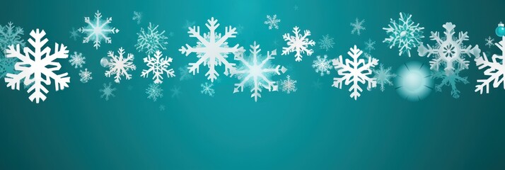 Teal christmas card with white snowflakes vector illustration