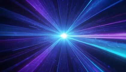 Fototapeta premium Abstract blue background with neon rays, flashes of light, faces, lines. Cosmic abstract background of the substrate.