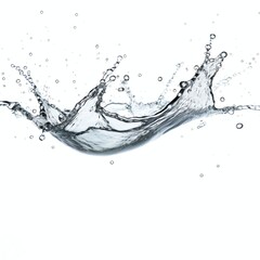 a water splash with water bubbles, studio light , isolated on white background